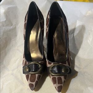 Nine West Brown Animal Print Heels‎ with Buckle